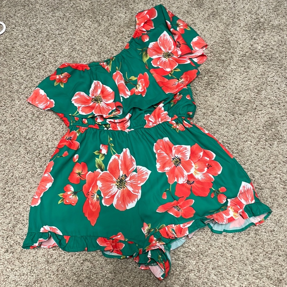 Pink Lily, one shoulder romper